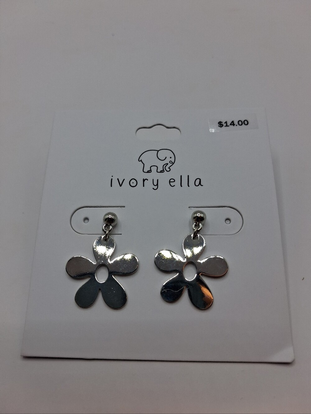Ivory Ella Silver Tone Flower Dangle/Drop Flower Earrings 1" drop